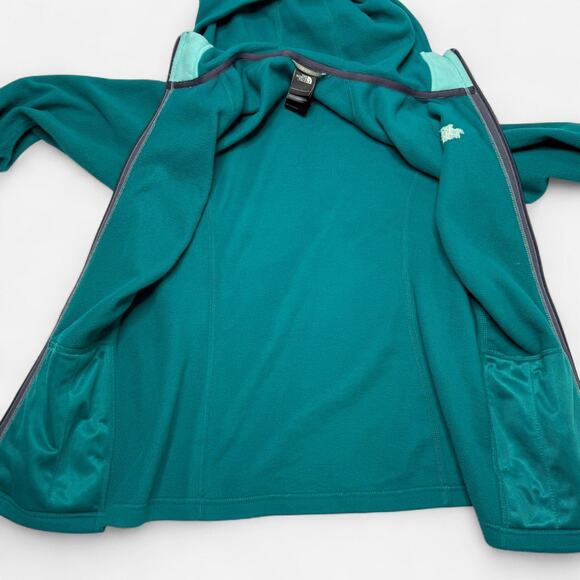 The North Face Womens Teal Full Zip Fleece Hoodie Jacket Size Small Outdoor - Picture 5 of 8